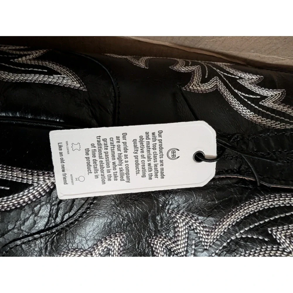 Buck & Brana Julia Black Leather Over The Knee Western Embroidered Boots 8.5 NEW